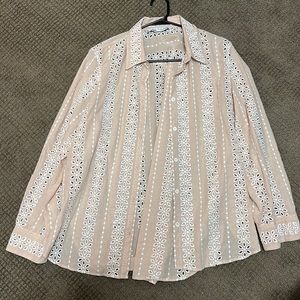 Zara Embroidered Button Up/Button Down Shirt